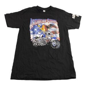 Men's American Steel Harley Davidson 2009 FARM AID Black Eagle T Shirt Size S